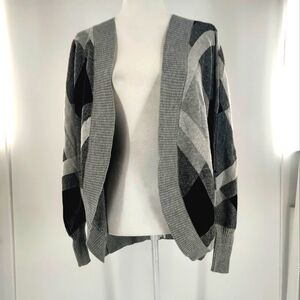 Leti & Me Women's Open Front Black Grey Cardigan, Size M